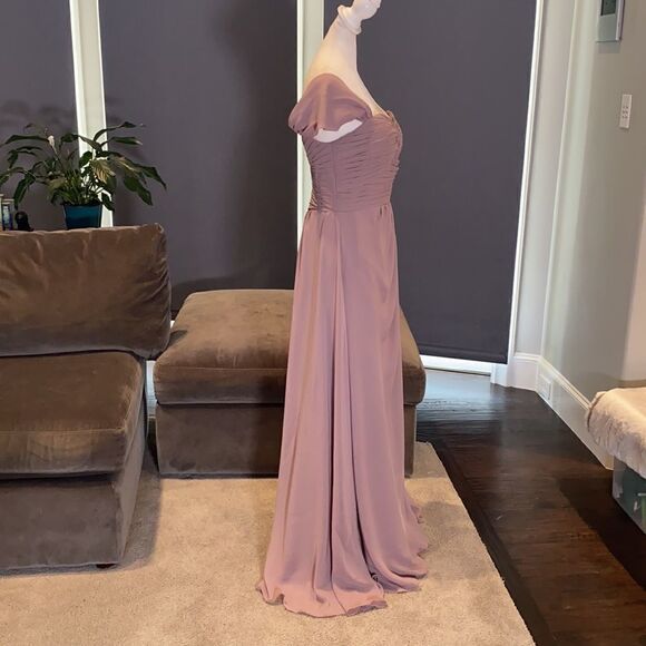 Women’s Full Length Chiffon Bridesmaid Party Prom Dress Leg Slit Size 10 - Picture 9 of 12